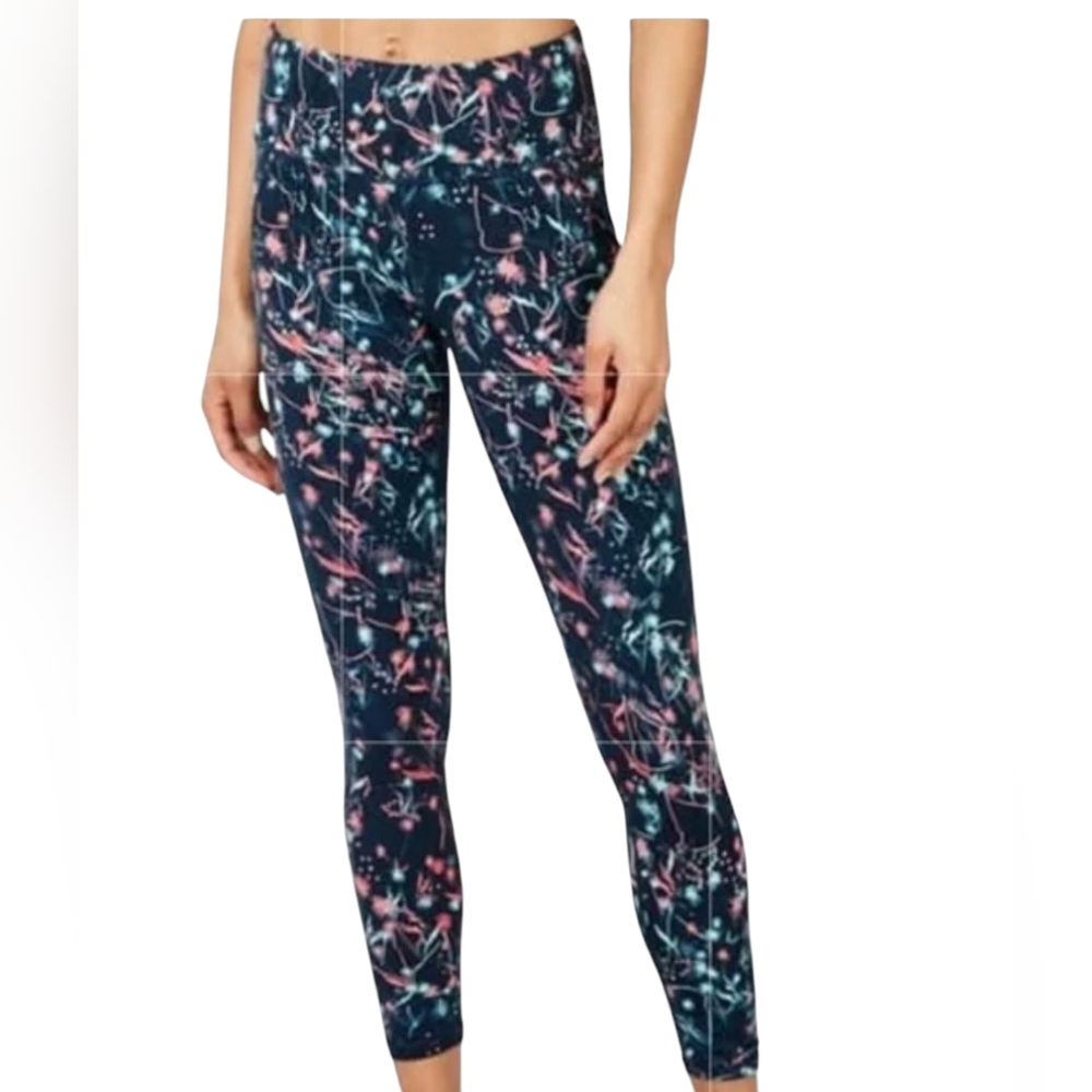 SWEATY BETTY Power Workout Leggings In Beetle Blue Mystical Floral Size Small